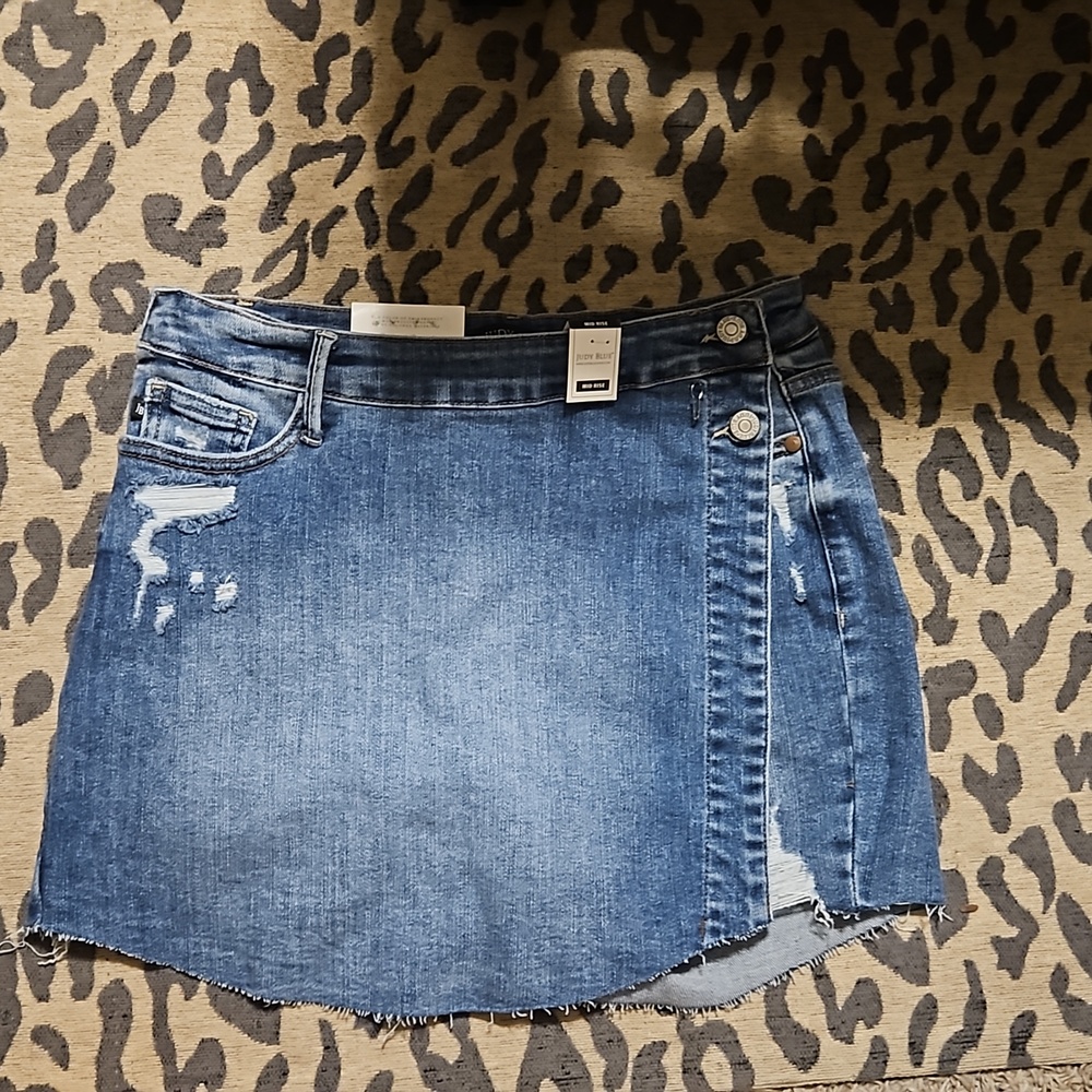 Judy Blue Distressed Denim Skort NWT